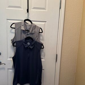 Two Slazenger Women's Sleeveless Polo Tops - Navy and Gray, XL